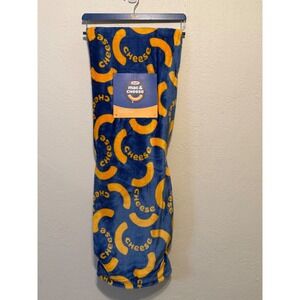 Kraft Mac & Cheese Velvet Soft Throw Blanket Blue Yellow Macaroni 60x70 Novelty